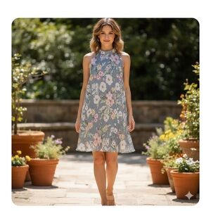 Sadie & Sage Floral Mini Dress - Green and Pink